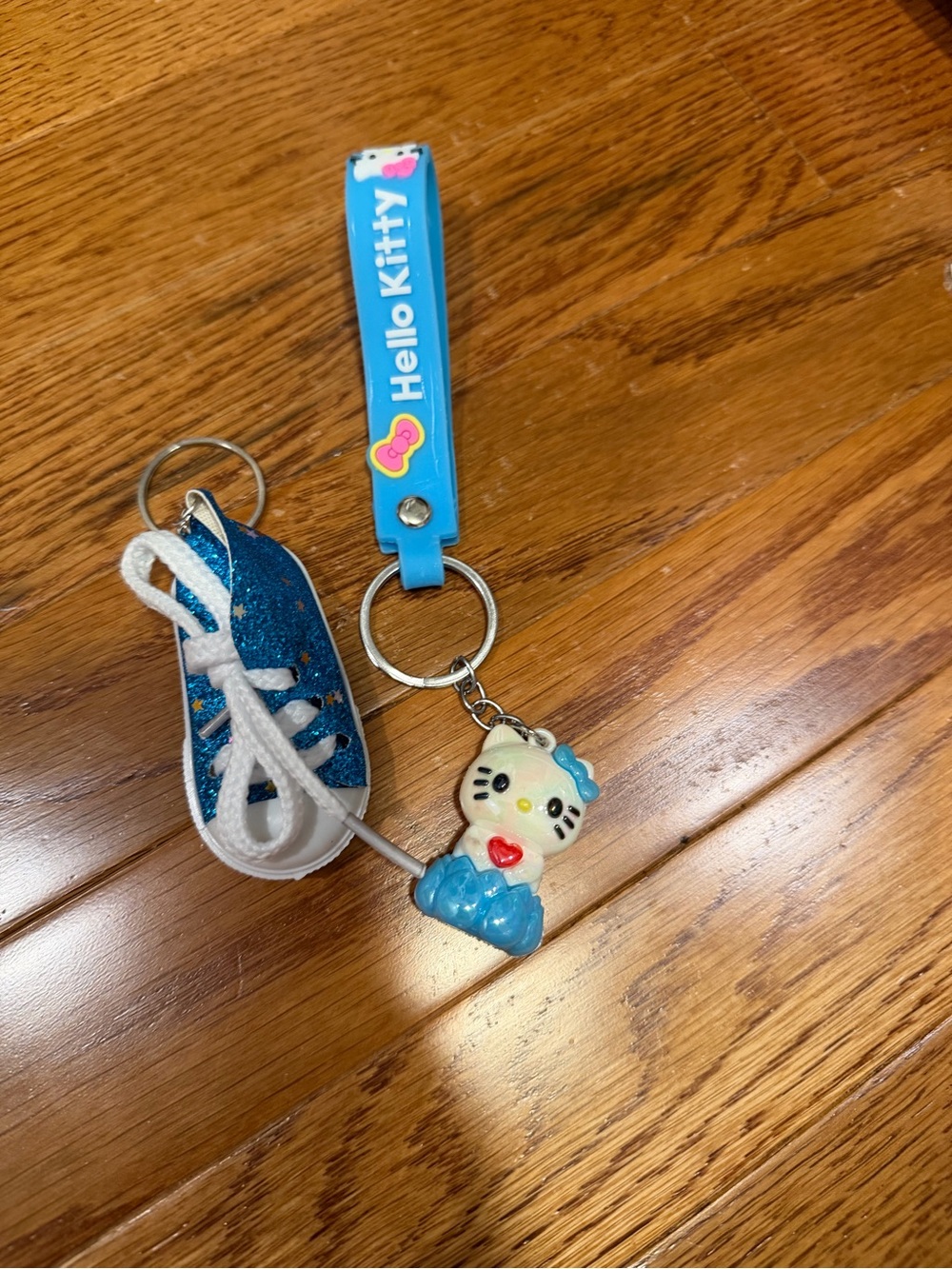 Hello Kitty Blue Glitter Sneaker and Character Keychain Set